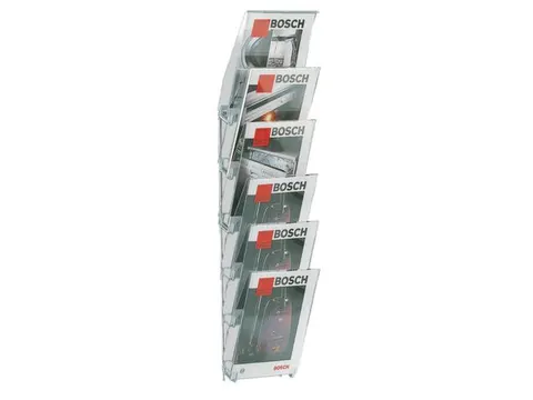 Prospectushouder Acryl 1130x230x190mm 6 Din A4 Bakken Frame Lichtgrijs