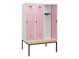 locker met bank,HxBxD 1950x1200x815mm,3vak,vak B 400mm,draaigrendel