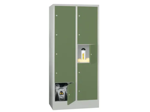 lockerkast,HxBxD 1850x800x500mm,2x5vakken,RAL7035,front RAL6011