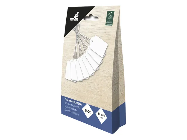 Draadetiket Kangaro 28x43mm wit doos a 250 stuks