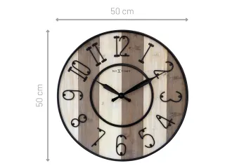 Grote wandklok - 50cm - Stil - Hout - Zwart Metaal - "Oxford" -NeXtime - 7