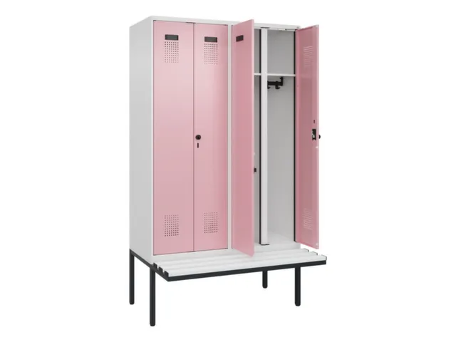 locker met bank,voor scheiding van kleding,HxBxD 2120x1200x815mm,4vak