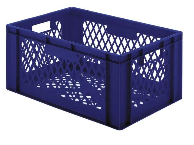 Euronorm-stapelbak 51l 270x600x400mm Wanden/bodem Opengewerkt Blauw