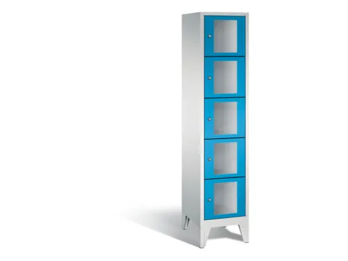 Lockerkast 1850x420x500mm 1x5 vakken Cilinderslot Poten, RAL5012