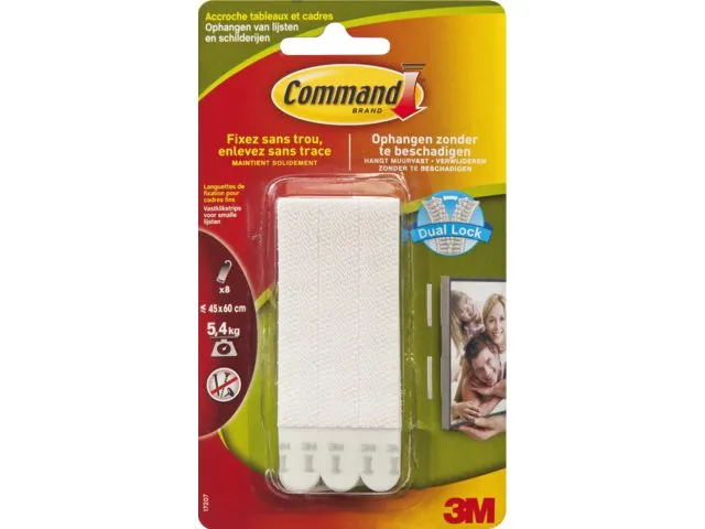 Bevestigingsstrip Command klik vast smal 5,4kg wit