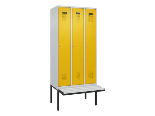 locker met bank,HxBxD 2120x900x815mm,3vak,vak B 300mm,cilinderslot