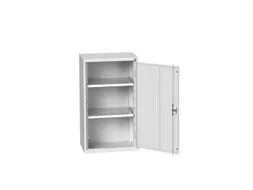 hangkast,HxBxD 900x525x350mm,vleugeldeur,2xStalen bodem,romp RAL7035