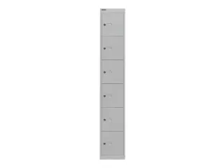 lockerkast,HxBxD 1802x305x457mm,1x6vakken,cil.-slot,romp lichtgrijs - 1