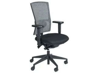 Bureaustoel 400 NPR Stof zwart, rug Wol/Mesh Grijs, Zwart voetkruis - 1