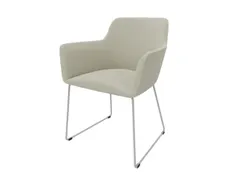 Bezoekersstoel Sledeframe Ronde Buis Verchroomd Beige