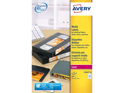 Etiket Avery L7665-25 72x21.2mm voor datatape's 600stuks