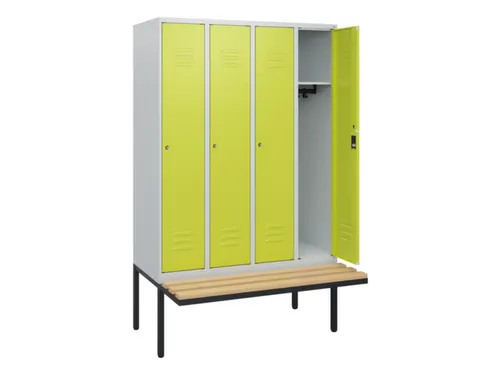 locker met bank,HxBxD 1950x1200x815mm,4vak,vak B 300mm,cil.-slot