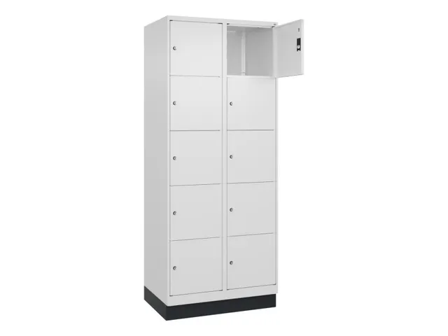 lockerkast,HxBxD 1950x800x500mm,2x5vakken,vak B 400mm,cil.-slot,sokkel