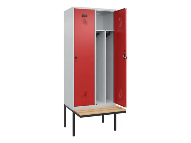 locker met bank,voor scheiding van kleding,HxBxD 2120x800x815mm,2vak