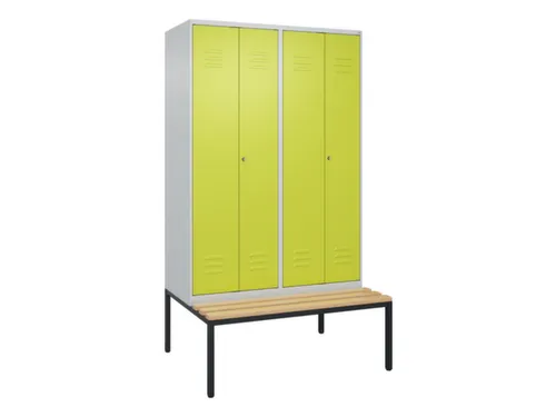 PBM-locker met bank,HxBxD 2120x1200x815mm,4vak,vak B 300mm,cil.-slot