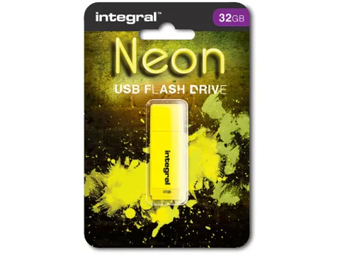 Neon USB 2.0 stick, 32 GB, geel