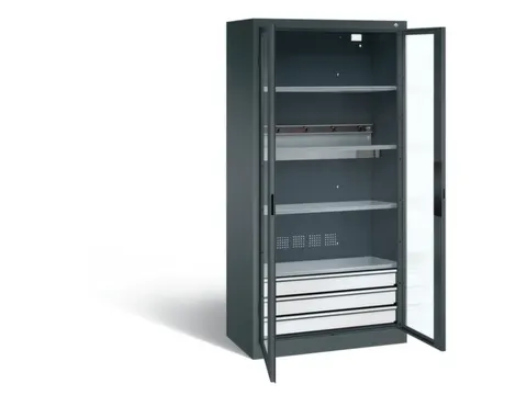 acculaadkast 1950x930x500mm 5stekkerdozen 230V cil.-slot front RAL7016
