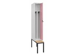locker met bank,voor scheiding van kleding,HxBxD 2120x300x815mm,1vak