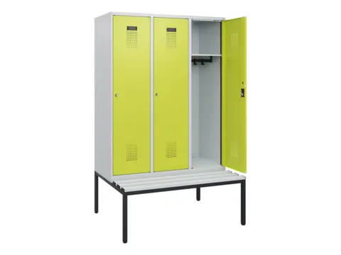 locker met bank,HxBxD 1950x1200x815mm,3vak,vak B 400mm,cilinderslot