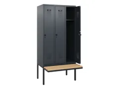 locker met bank,HxBxD 1950x900x815mm,3vak,vak B 300mm,draaigrendel