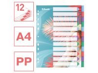 Colour'Breeze tabbladen, ft A4, 11-gaatsperforatie, PP 12 Tabs