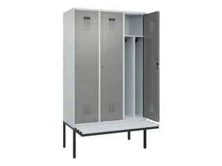 locker met bank,voor scheiding van kleding,HxBxD 2120x1200x815mm,3vak - 1