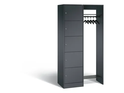 locker met kapstok,HxBxD 1950x960x480mm,romp RAL7021,front RAL7021
