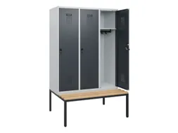 locker met bank,HxBxD 1950x1200x815mm,3vak,vak B 400mm,draaigrendel