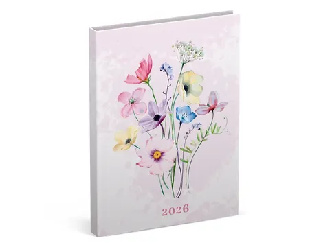 Agenda 2026 Lannoo 110x150 Flowers watercolour 7dagen/2pagina's roze