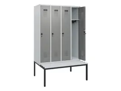locker met bank,HxBxD 1950x1200x815mm,4vak,vak B 300mm,draaigrendel