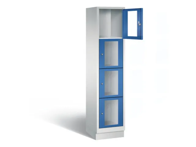 Lockerkast 1800x420x500mm 1x4 vakken Cilinderslot, Sokkel, RAL5010