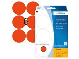 HERMA 2286 Multipurpose etiketten Rond 50mm Fluor Rood 144 stuks