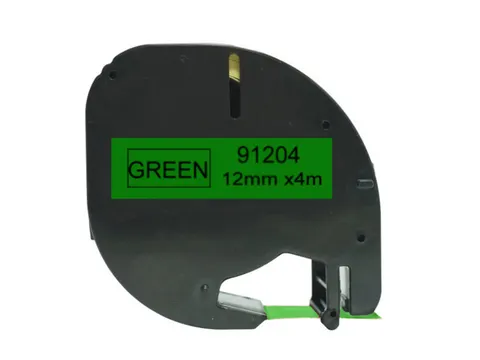Labeltape Dymo Compatible Letratag 91204 12mm Zwart Op Groen