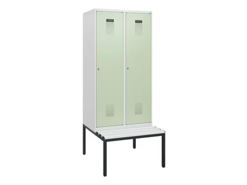 locker met bank,HxBxD 1950x800x815mm,2vak,vak B 400mm,cilinderslot