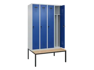 locker met bank,voor scheiding van kleding,HxBxD 2120x1200x815mm,4vak - 1