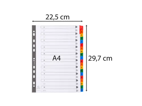 Bedrukte Tabbladen A-z A4 20-Delig 11-Gaats Versterkte Kleurtabs