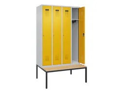 locker met bank,HxBxD 2120x1200x815mm,4vak,vak B 300mm,cilinderslot