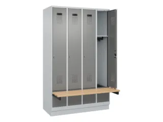 locker met bank,HxBxD 1950x1200x815mm,4vak,vak B 300mm,cilinderslot - 1