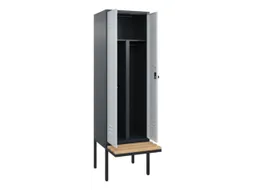 PBM-locker met bank,HxBxD 2120x600x815mm,2vak,vak B 300mm,draaigrendel