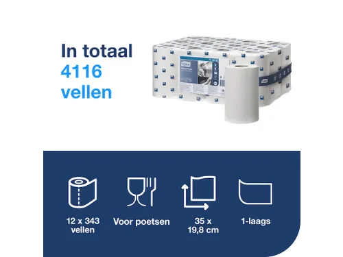 Tork 473252 Poetspapier M1 Mini Centerfeed Wit 1-laags Met Huls
