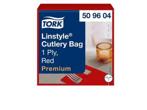Bestekpochette Tork LinStyle 1-laags 50st duurzaam rood 509604