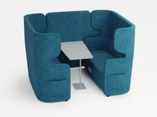 Zitgroep,2Banken,Tafel,4-Zits,Geluidabsorberend,Stof Blauw - 1