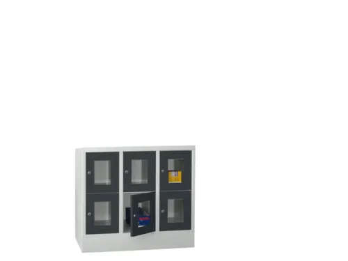 lockerkast,HxBxD 855x900x500mm,3x2vakken,RAL7035,front RAL7016