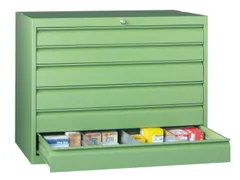 ladekast,HxBxD 800x1023x600mm,6lade(n),cil.slot,RAL7035,front RAL3000