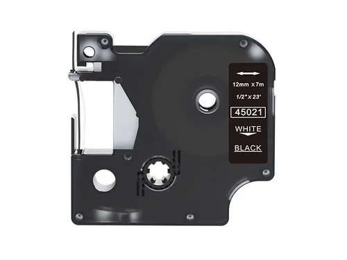 Labeltape Dymo Compatible 45021 D1 12mmx7m Wit Op Zwart