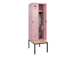 locker met bank,HxBxD 2120x600x815mm,2vak,vak B 300mm,draaigrendel