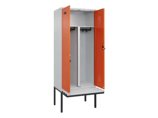 PBM-locker met bank,HxBxD 2120x800x815mm,2vak,vak B 400mm,draaigrendel - 1