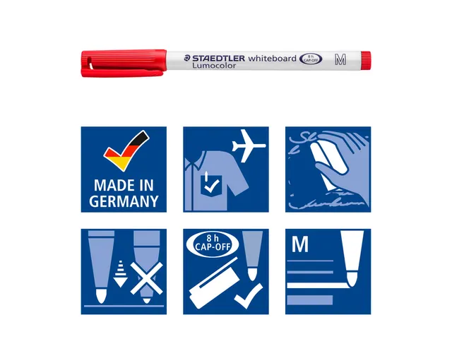 Viltstift Staedtler 301 whiteboard pen rond 1mm 4 stuks assorti