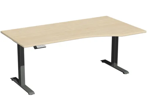 In hoogte verstelbaar bureau in vrije vorm,HxBxD 730-1230x1800x1000mm