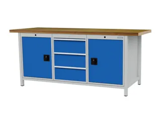 werkbank,HxBxD 860x2000x750mm,onderstel RAL6011,fronten RAL5013 - 1